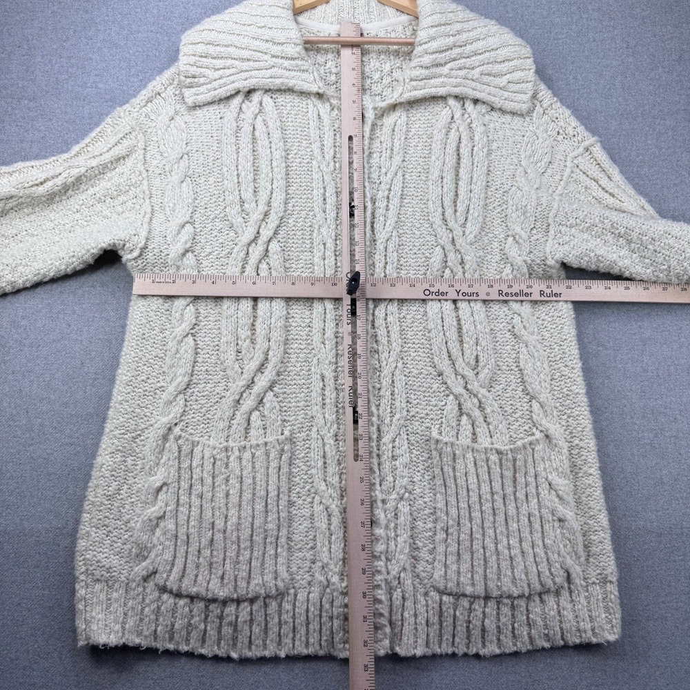 Pilcro Oatmeal Cable-Knit Button Cardigan - Picture 5 of 9